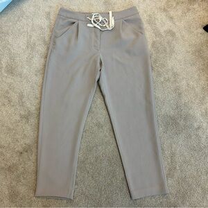 Aritzia Wilfred Taupe Brown drawstring ankle pants pockets Sz 10